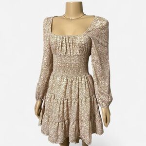 Princess Polly Beige Floral Long Sleeve Dress